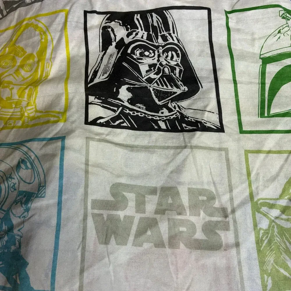 Vintage Star Wars Twin Fitted Sheet Stamps Cotton Blend Darth C-3PO R2D2 Yoda